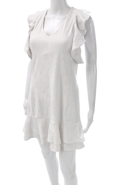 Lily Pulitzer Womens Shift Sundress White Floral V-Neck Button Short Size S