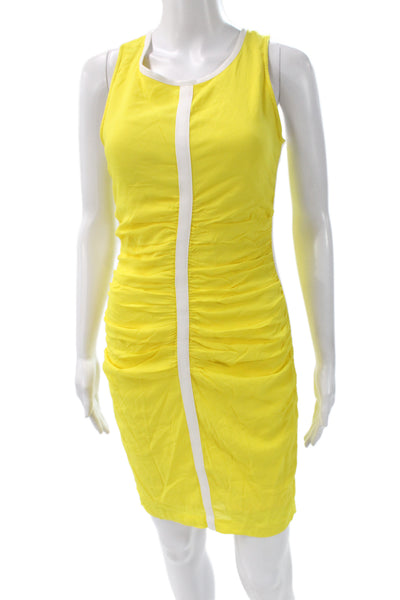 Tracy Reese Womens Yellow Bodycon Tank Dress Zip Knee Length Size S