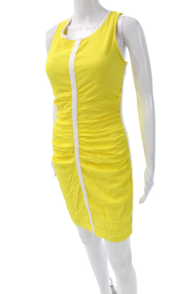 Tracy Reese Womens Yellow Bodycon Tank Dress Zip Knee Length Size S