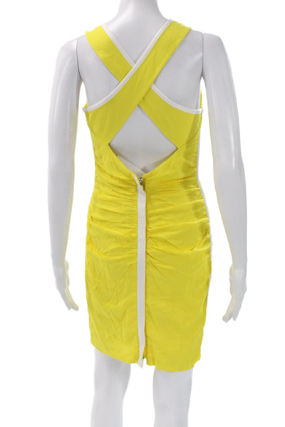 Tracy Reese Womens Yellow Bodycon Tank Dress Zip Knee Length Size S