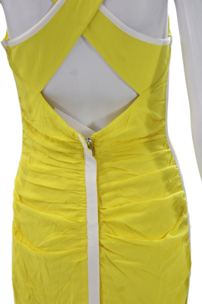 Tracy Reese Womens Yellow Bodycon Tank Dress Zip Knee Length Size S