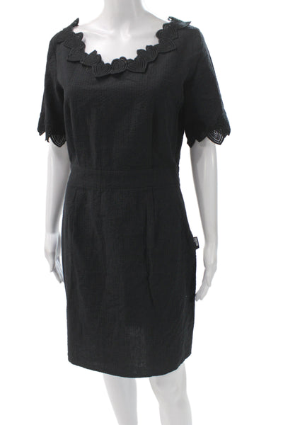 Love Moschino Women Sheath Shift Black Square Neck Short Sleeve Dress Size 6