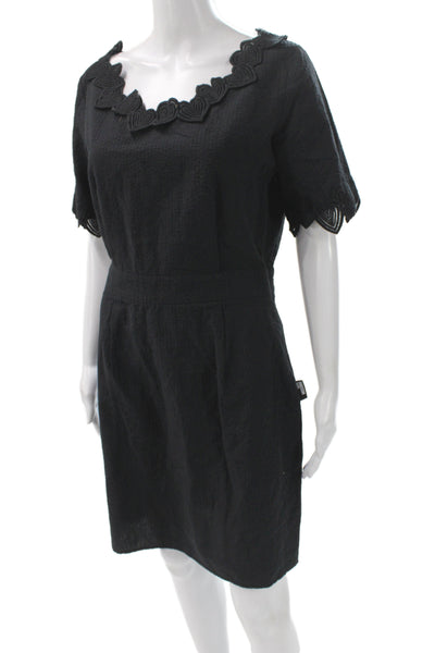 Love Moschino Women Sheath Shift Black Square Neck Short Sleeve Dress Size 6