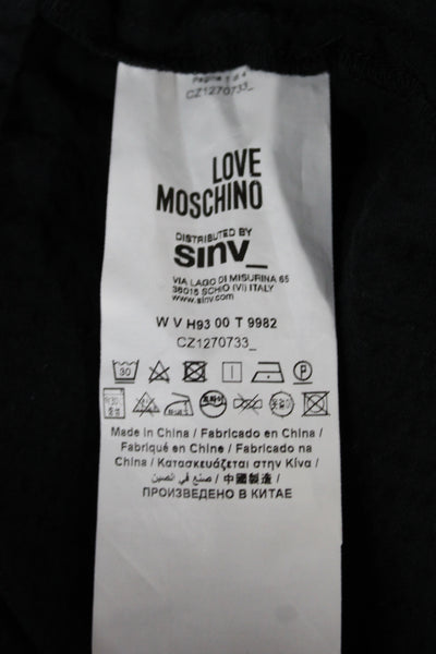 Love Moschino Women Sheath Shift Black Square Neck Short Sleeve Dress Size 6
