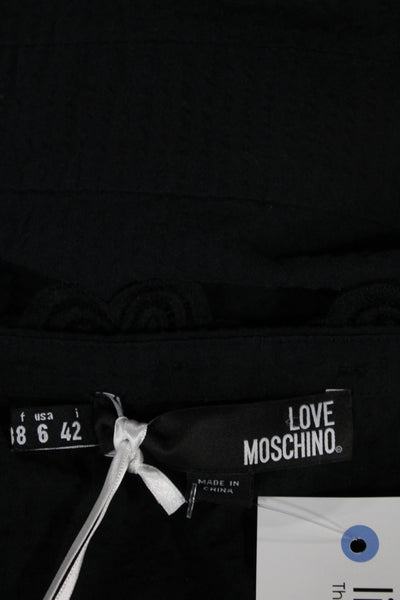 Love Moschino Women Sheath Shift Black Square Neck Short Sleeve Dress Size 6