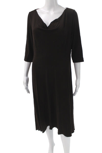 Eileen Fisher Women A-Line Black Knee Length 3/4 Sleeve Dress Size M