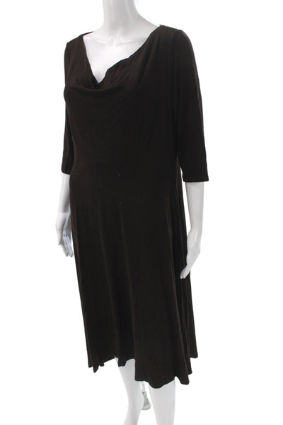 Eileen Fisher Women A-Line Black Knee Length 3/4 Sleeve Dress Size M