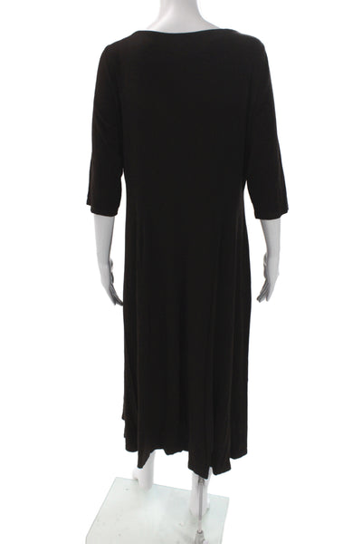 Eileen Fisher Women A-Line Black Knee Length 3/4 Sleeve Dress Size M