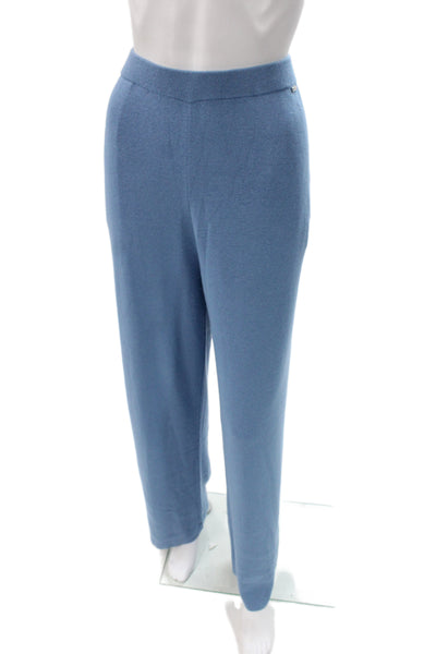 St. John Women Sweatpants Blue Wool Cashmere Solid Size M