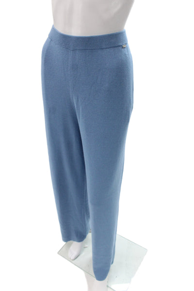 St. John Women Sweatpants Blue Wool Cashmere Solid Size M