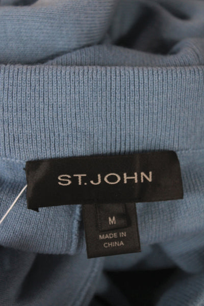 St. John Women Sweatpants Blue Wool Cashmere Solid Size M