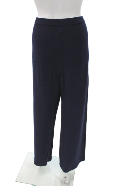 St. John Collection Women Dress Pants Dark Blue Knit Wool Blend Size 10