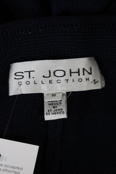 St. John Collection Women Dress Pants Dark Blue Knit Wool Blend Size 10