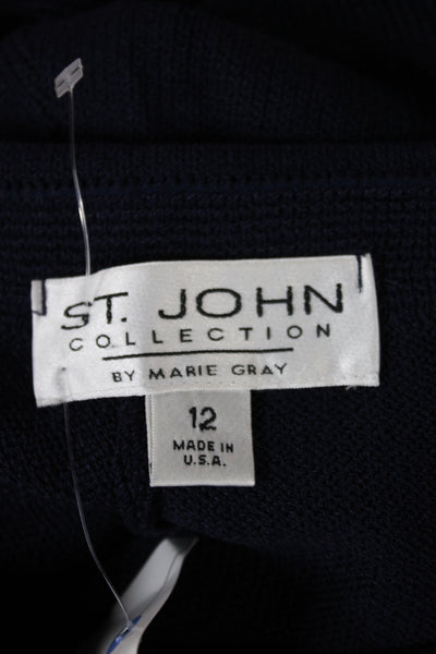 St. John Collection By Marie Gray Women Dress Pants Dark Blue Wool Size 12