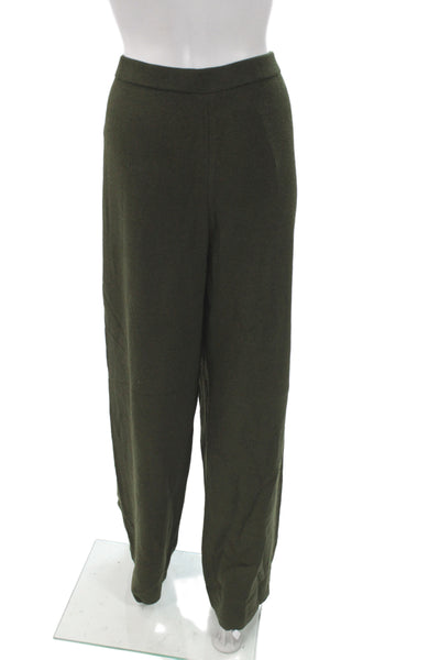 St. John Women Dress Pants Green Wool Army Size 14