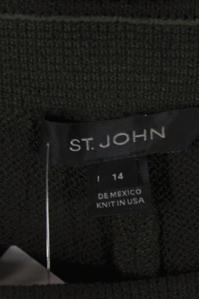 St. John Women Dress Pants Green Wool Army Size 14