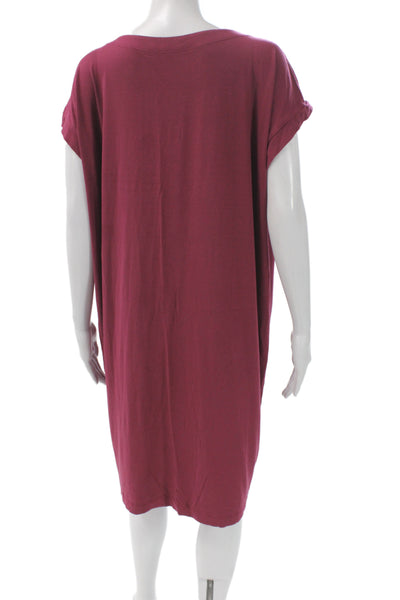 Eileen Fisher Women Red Shift T-Shirt Dress Cotton Modal Short Sleeve Size M