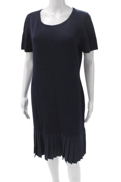 St. John Sport Womens Navy Sweater Dress Knee Length Size M