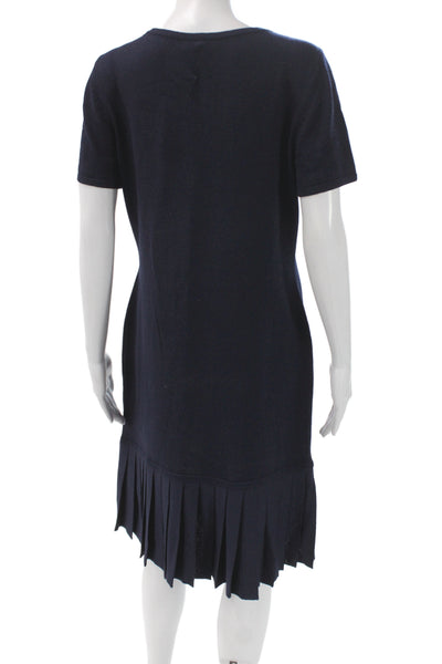 St. John Sport Womens Navy Sweater Dress Knee Length Size M