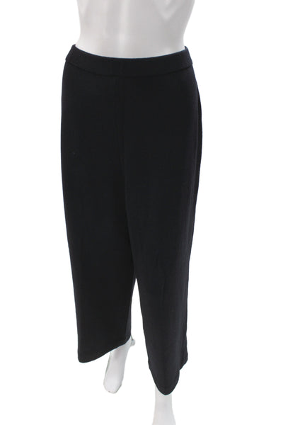 St. John Basics Womens Cropped Dress Pants Black Wool Cashmere Size L