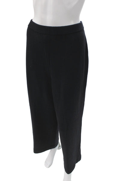 St. John Basics Womens Cropped Dress Pants Black Wool Cashmere Size L
