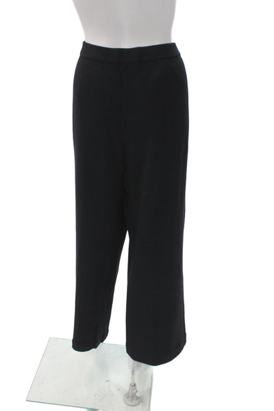 St. John Basics Womens Cropped Dress Pants Black Wool Cashmere Size L