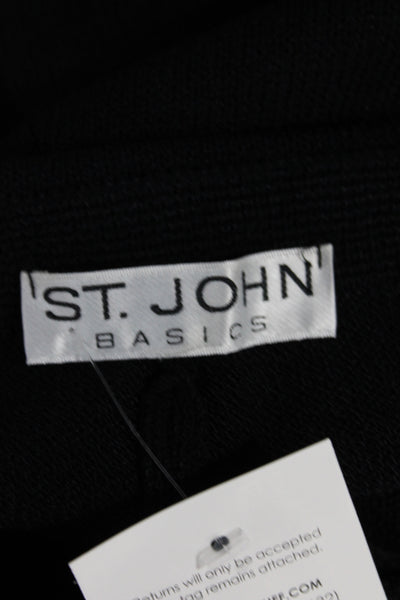 St. John Basics Womens Cropped Dress Pants Black Wool Cashmere Size L