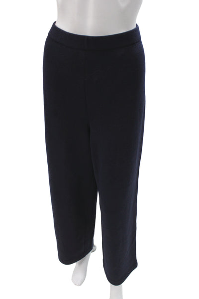 St. John Womens Cropped Dress Pants Dark Blue Wool Classic Size 10