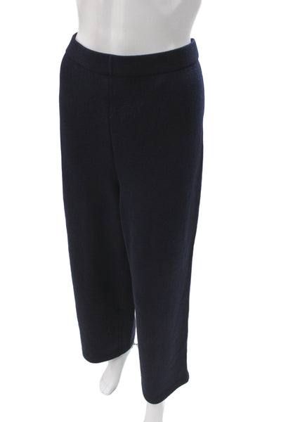 St. John Womens Cropped Dress Pants Dark Blue Wool Classic Size 10