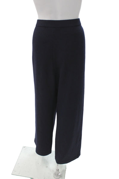 St. John Womens Cropped Dress Pants Dark Blue Wool Classic Size 10