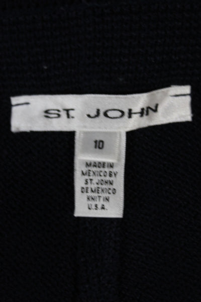 St. John Womens Cropped Dress Pants Dark Blue Wool Classic Size 10