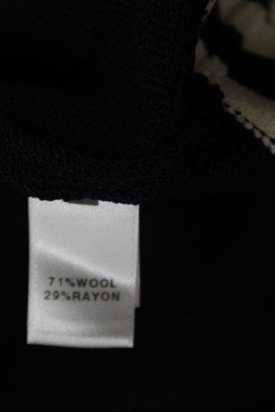 St. John Collection Unisex Cardigan Black 3/4 Sleeve Striped Wool Rayon Size L