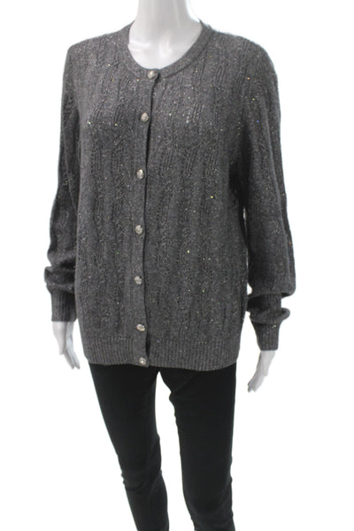 St. John Couture Unisex Cardigan Dark Gray Button Long Sleeve Size L