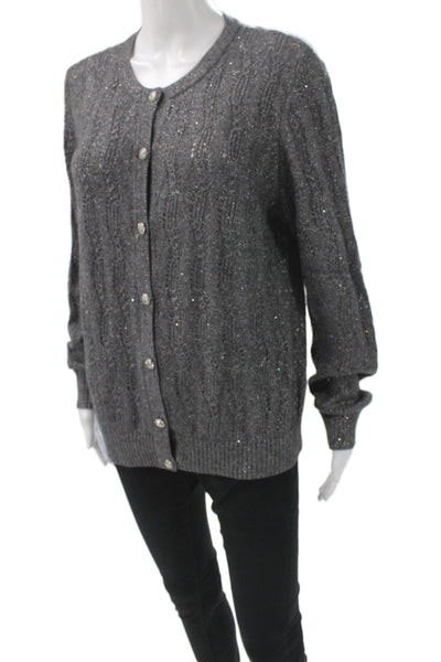 St. John Couture Unisex Cardigan Dark Gray Button Long Sleeve Size L