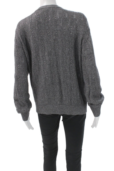 St. John Couture Unisex Cardigan Dark Gray Button Long Sleeve Size L