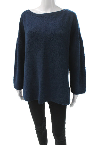 St. John Unisex Dark Blue Classic Pullover Sweater Wool Rayon Size L