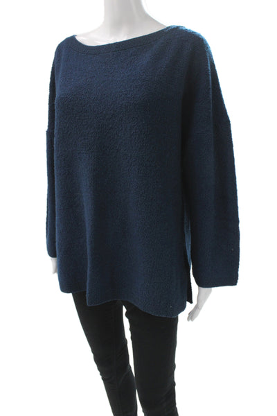 St. John Unisex Dark Blue Classic Pullover Sweater Wool Rayon Size L