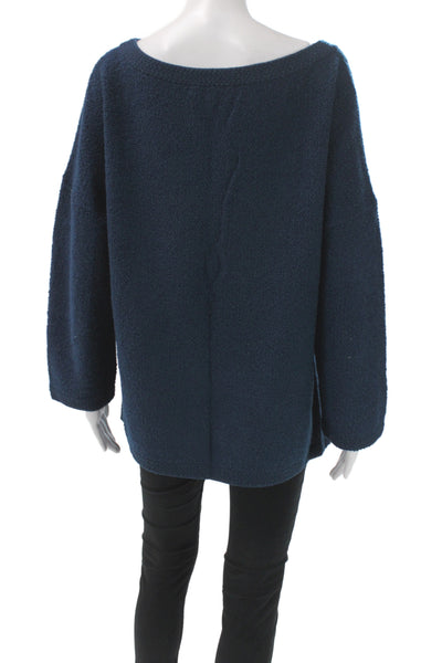 St. John Unisex Dark Blue Classic Pullover Sweater Wool Rayon Size L