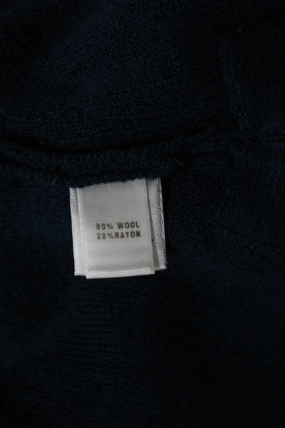 St. John Unisex Dark Blue Classic Pullover Sweater Wool Rayon Size L