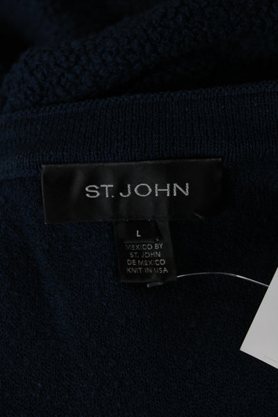 St. John Unisex Dark Blue Classic Pullover Sweater Wool Rayon Size L