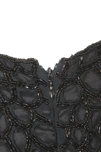 Parker Black Women Shift Dress Black Crew Neck 3/4 Sleeve Above Knee Size 8