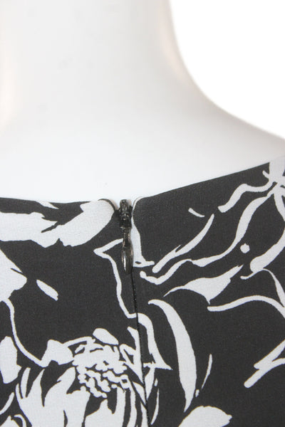 Neiman Marcus Women Sheath Dress Black Floral Long Sleeve Knee Length Size 12