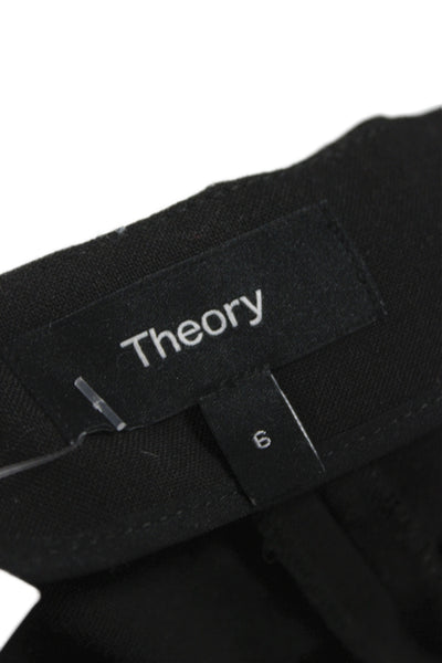 Theory Womens Cropped Dress Pants Black Wool Blend Solid Size 6