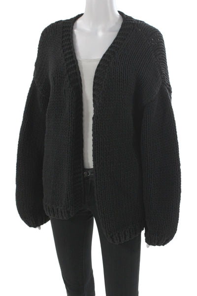 Cynthia Rowley Unisex Black V-Neck Cardigan Long Sleeve Cotton Nylon Size L