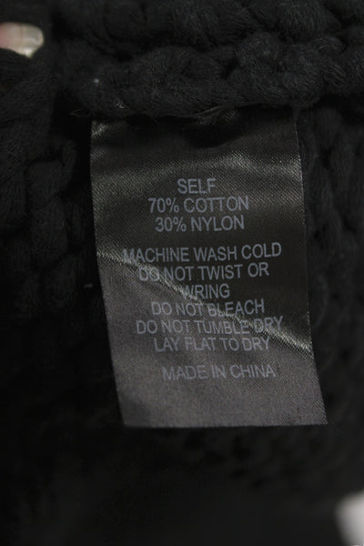 Cynthia Rowley Unisex Black V-Neck Cardigan Long Sleeve Cotton Nylon Size L