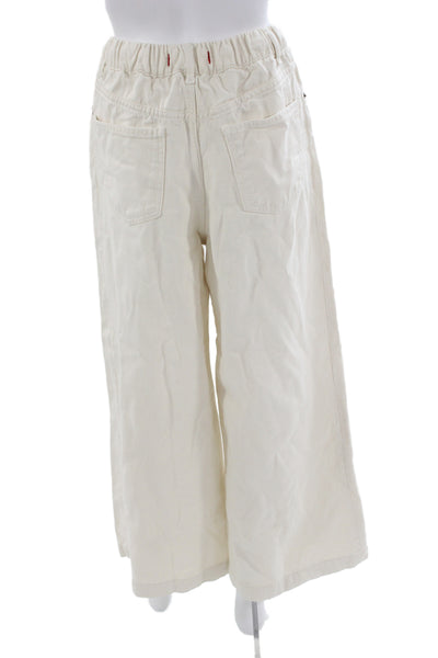 Zara Women White Cotton Drawstring Jogger Pants Size S
