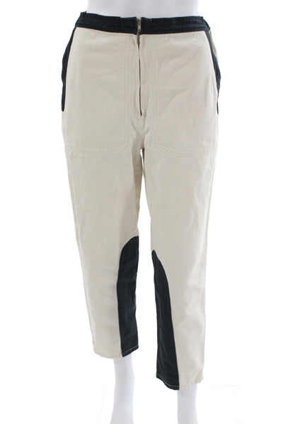 Rachel Comey Unisex Ankle Cropped Pants Beige Cotton Zip Size 0
