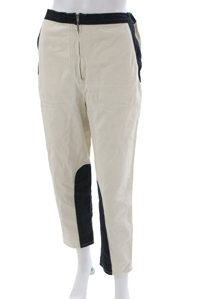 Rachel Comey Unisex Ankle Cropped Pants Beige Cotton Zip Size 0