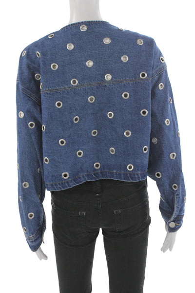 Blank NYC Women Blue Cotton Button Long Sleeve Jacket 90s Fall Size S
