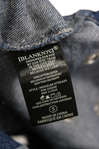 Blank NYC Women Blue Cotton Button Long Sleeve Jacket 90s Fall Size S